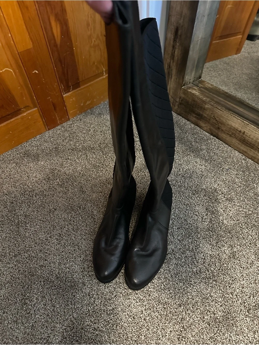 Charles by Charles David Black Quilted Leather Riding Boots Women’s 7.5 Knee